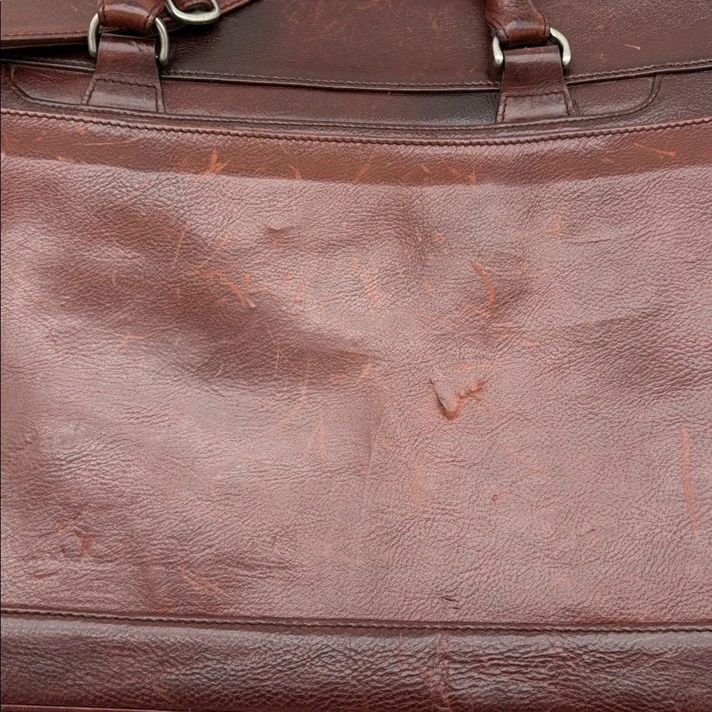 Ellington Brown Leather Attaché Briefcase Messenger Bag BLEMISH